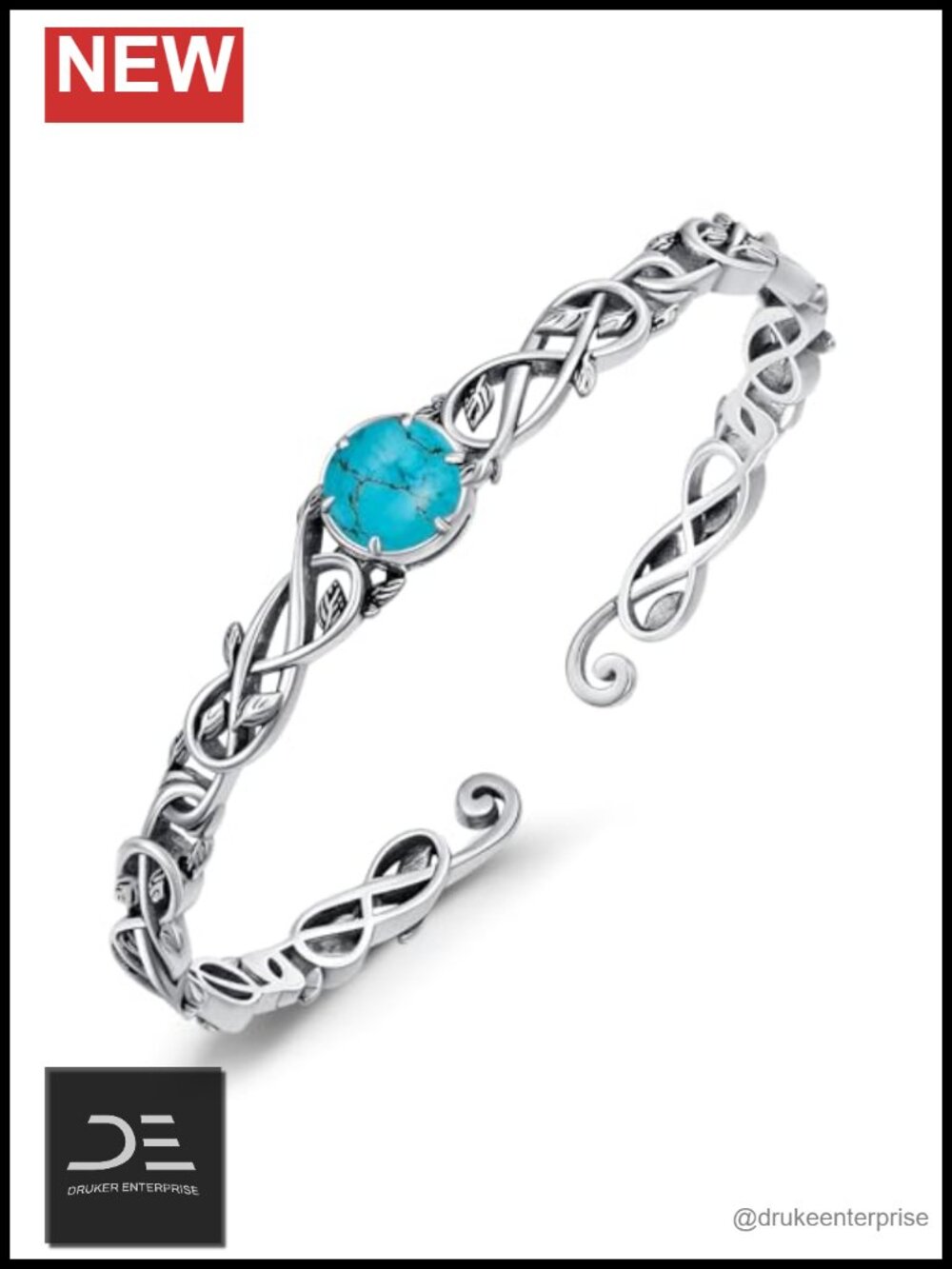 925 Sterling Silver Turquoise Cuff Bracelet Bangle
